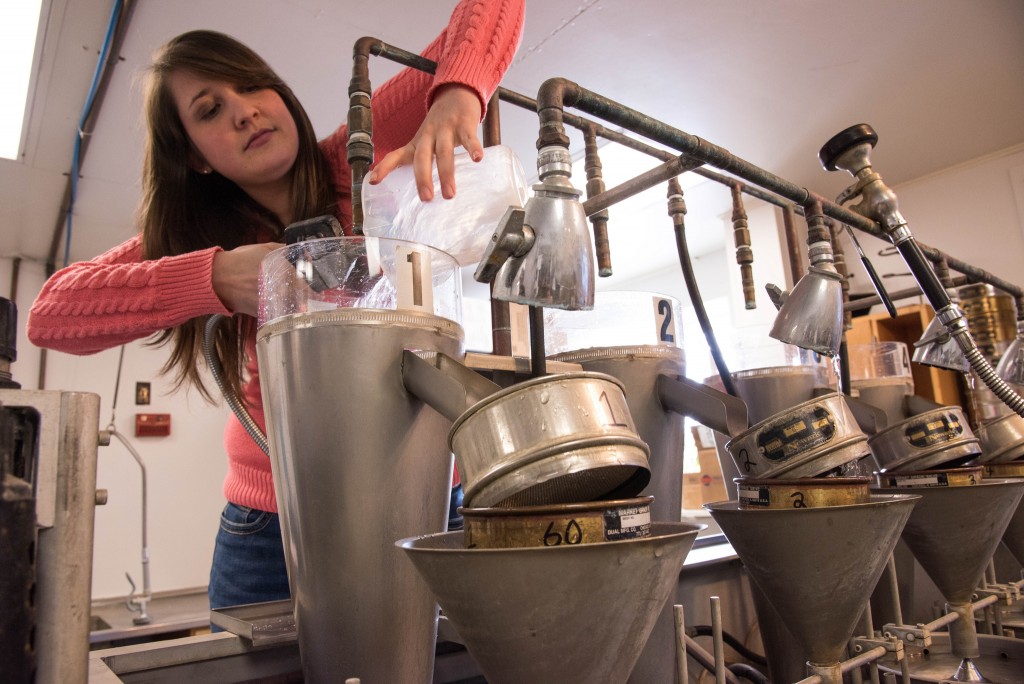 Roger Meissen/Bond Life Sciences Center - Research specialist and coordinator for the Plant Nematology Lab Amanda Howland processes soil samples for nematodes. Howland replaced Bob Heinz earlier this year.